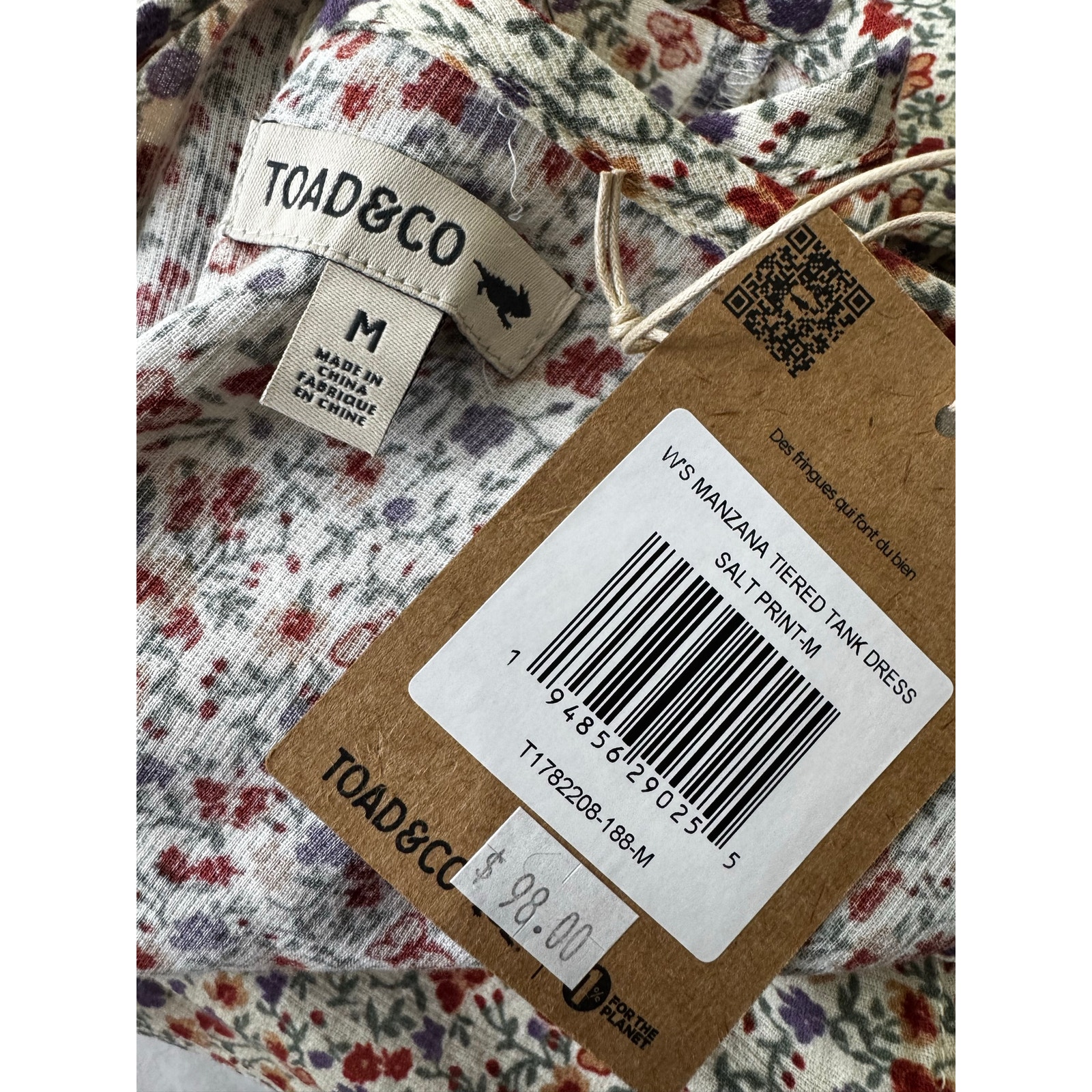 Toad & Co Manzana Tiered Tank Dress Color: Salt Print Size Medium Nwt — image 7 of 7